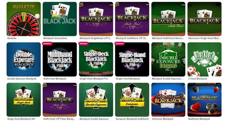 sezione blackjack su Starcasino